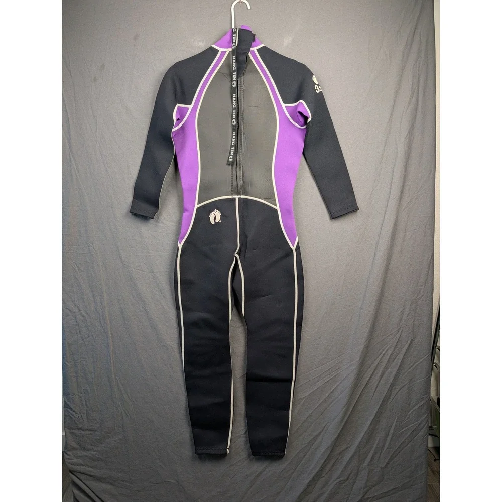 Hang‎ Ten Wetsuit Full Body Scuba Diving Surfing Suit Black Purple Large 3/2mm